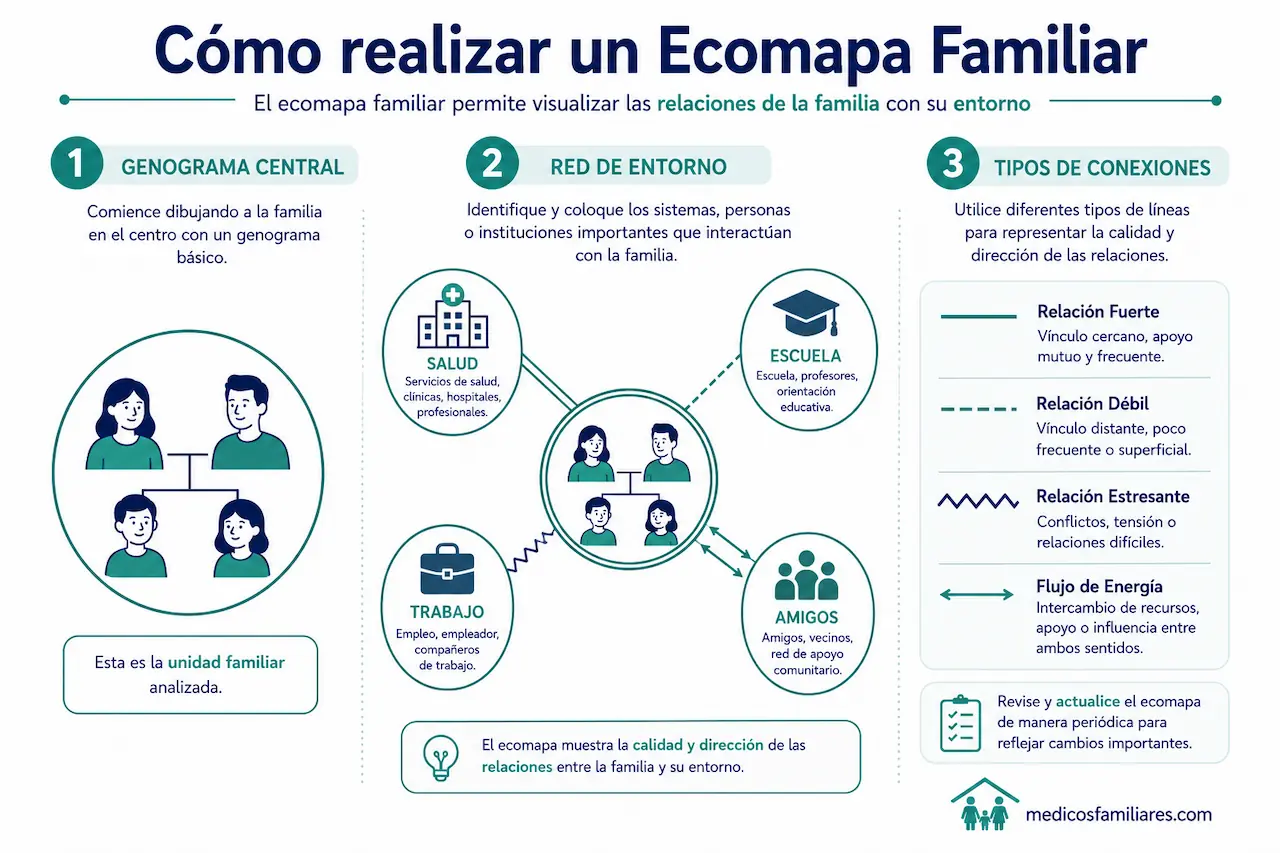Guía paso a paso para elaborar un ecomapa familiar en medicina de familia