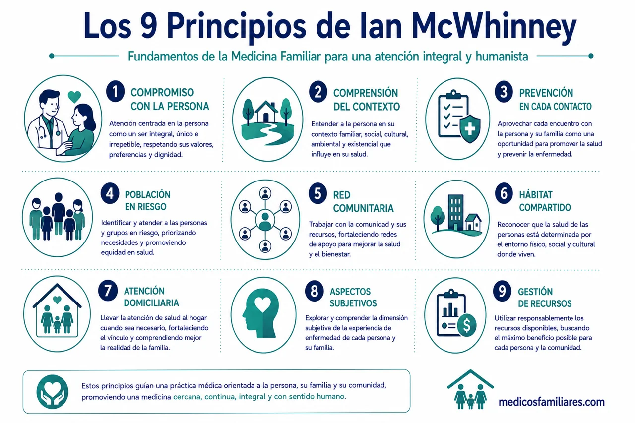 Infografía interactiva con los 9 principios de Ian McWhinney